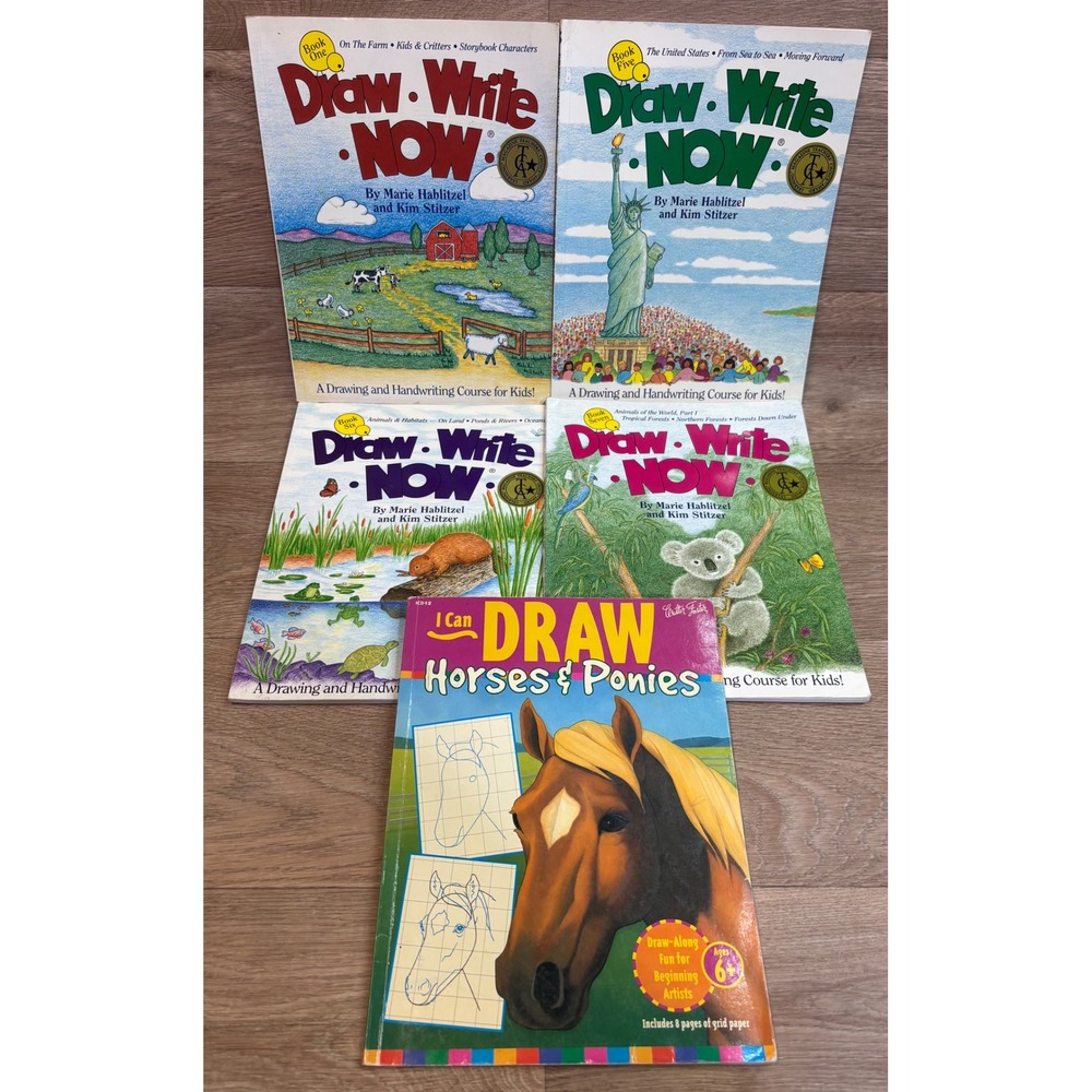 Draw Write Now Books 1 5 6 7 Set & I Can Draw Horses Ponies Art Course for Kids
